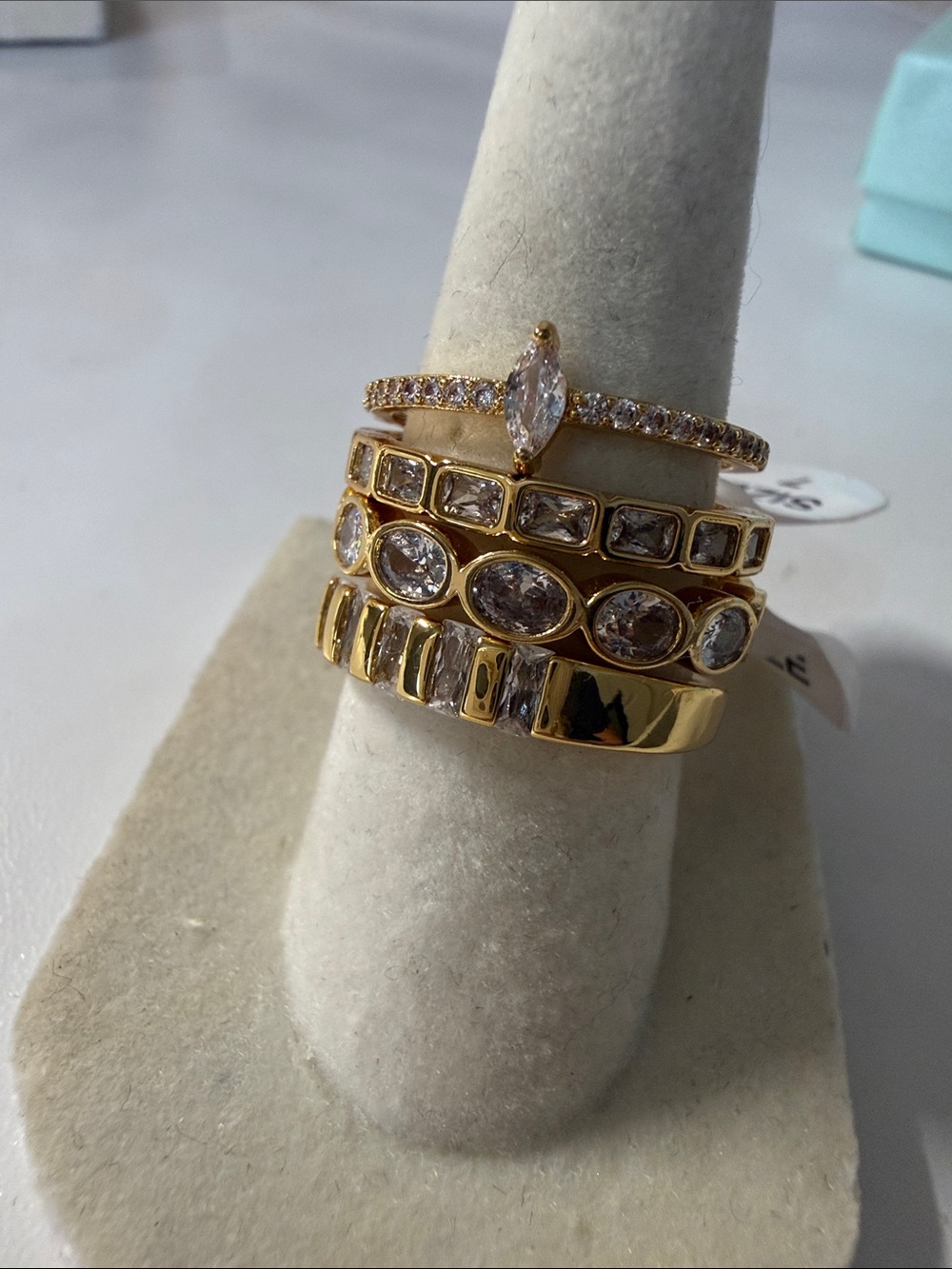 Gold CZ Stackable Rings - Women Jewelry